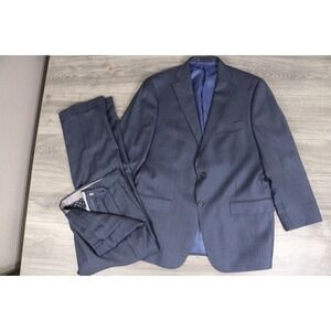 54L Hart Schaffner Marx Navy Wool 2-Piece Suit Trousers Jacket Pants 41